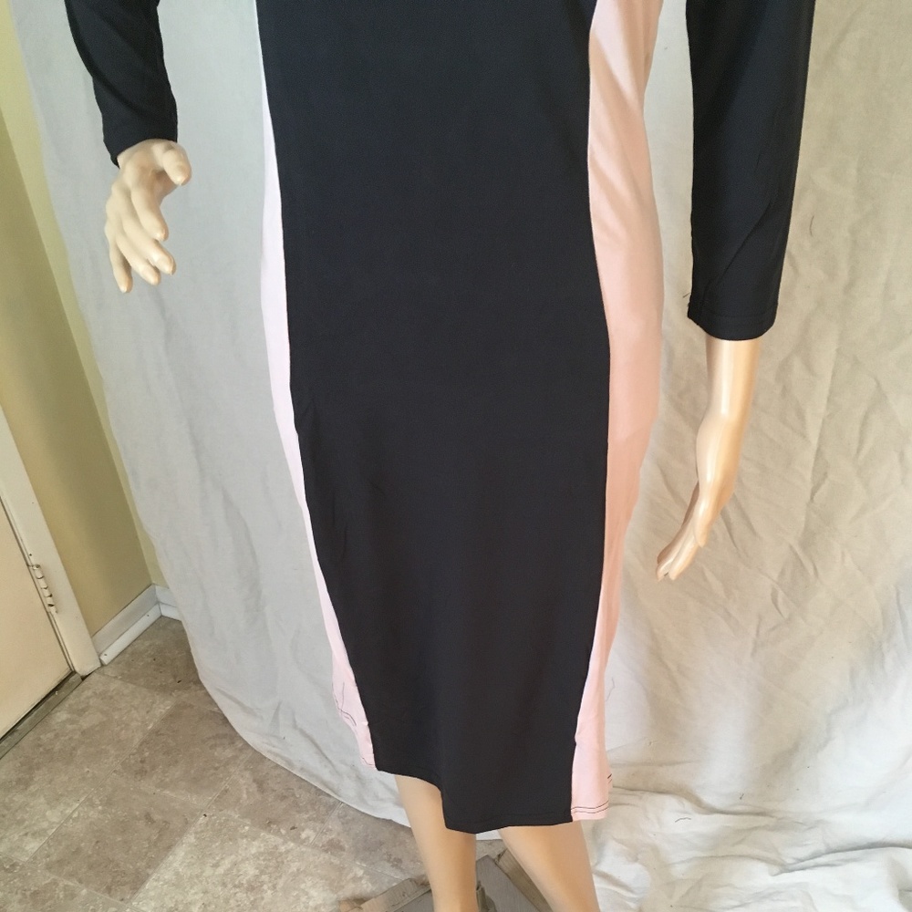 NIB Yelete Black/Camel Bodycon long sleeve Dress M - Picture 4 of 5